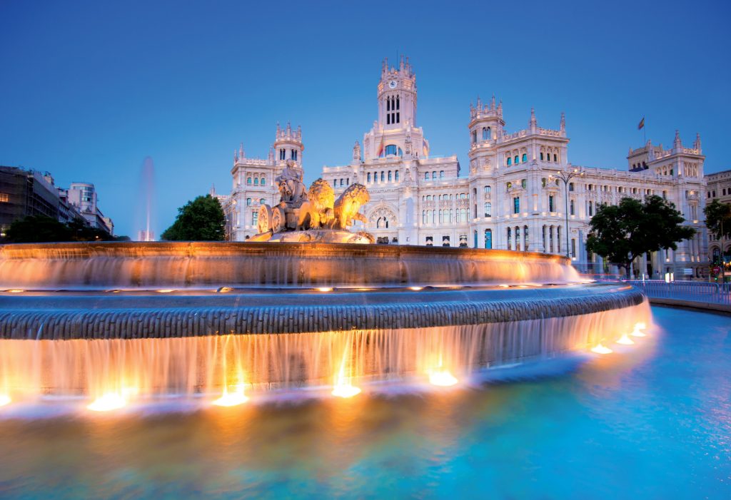 Palacio de Cibeles and its fountain in Madrid